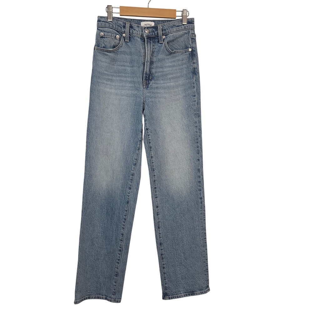 Pistola Fonda Womens Jeans 26 Light Wash High Rise Straight Leg Denim